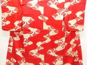 アンティーク　錦紗流水に波模様長襦袢